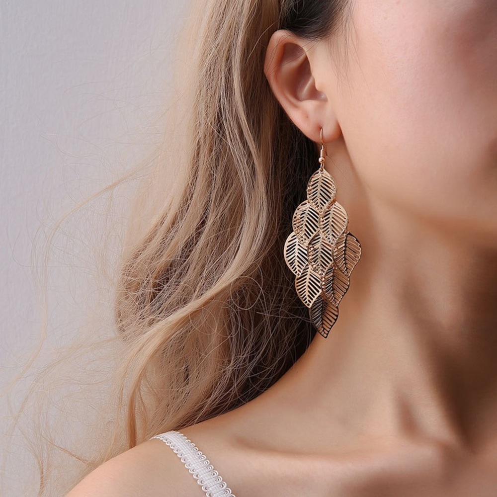 Bohemian Long Dangle Leaf Earrings